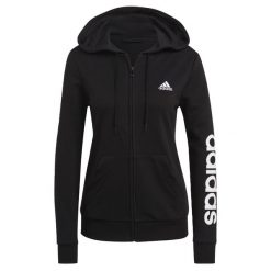 Damska bluza zapinana na zamek z kapturem adidas Essentials Logo. Białe bluzy sportowe damskie Adidas, xs, bez wzorów, z polaru, z kapturem, na fitness i siłownię. Za 195.00 zł.