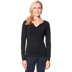 Sweter w kolorze czarnym. Czarne swetry damskie Assuili, z dzianiny, z okrągłym kołnierzem. W wyprzedaży za 113.95 zł.