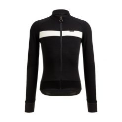 Bluza rowerowa męska Santini Adapt Wool Thermal Jersey. Czarne bluzy męskie SANTINI, m, bez wzorów, z jersey, bez kaptura, rowerowe. Za 289.99 zł.