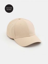 Czapka z daszkiem z domieszką wiskozy i lnu - beżowy. Brązowe czapki i kapelusze damskie Sinsay, bez wzorów, z wiskozy. Za 15.99 zł.