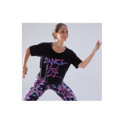 Koszulka krótka do tańca damska. Czarne koszulki sportowe damskie DOMYOS, z elastanu, z krótkim rękawem. Za 49.99 zł.