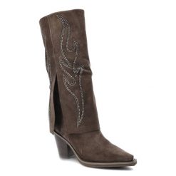 Brązowe Kozaki Alma En Pena Eleganckie Buty Damskie. Brązowe kozaki damskie Alma en Pena, z jeansu, bez obcasa. Za 799.00 zł.