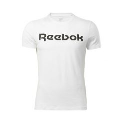 Koszulka męska Reebok Gs Linear Read Tee. Białe buty sportowe męskie Reebok, na lato, m, bez wzorów, z bawełny, bez kołnierzyka, bez ramiączek, na fitness i siłownię. Za 67.99 zł.
