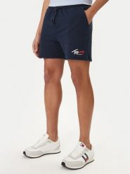 Tommy Jeans Szorty sportowe Signature DM0DM23017 Granatowy Regular Fit. Niebieskie krótkie spodenki sportowe męskie Tommy Jeans, m, bez wzorów, z bawełny. Za 249.99 zł.