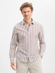 JOOP! koszula casual z zawartością lnu - Pit1 Mężczyźni Slim Fit len brązowy, 44. Brązowe koszule męskie JOOP!, m, bez wzorów, z bawełny, casualowe, bez kołnierzyka, bez ramiączek. Za 479.95 zł.