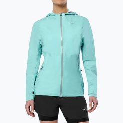 Kurtka do biegania damska Mizuno Waterproof 20K ER. Niebieskie kurtki sportowe damskie Mizuno, m, bez wzorów, z materiału, bez kaptura, do biegania. Za 409.99 zł.