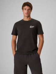 4F T-shirt regular z nadrukiem męski - szary XL. Szare t-shirty męskie 4f, m, bez wzorów, z bawełny, biznesowe, bez kołnierzyka. Za 69.99 zł.