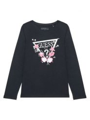 Guess Bluzka J5YI01 K6YW4 Czarny Regular Fit. Czarne bluzki dla dziewczynek Guess, z aplikacjami, z bawełny, bez ramiączek. Za 69.99 zł.