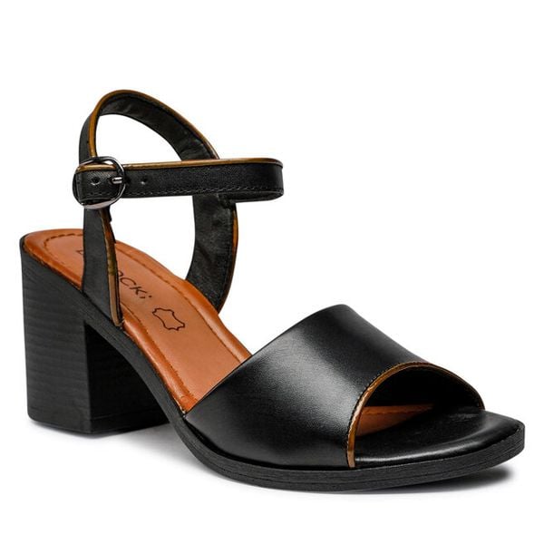 Sandały Lasocki. Czarne sandały damskie Lasocki, bez wzorów, bez obcasa, na słupku, bez zapięcia. Za 199.99 zł.