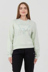 GUESS Miętowa damska bluza Icon, Rozmiar M. Zielone bluzy damskie Guess, m, z aplikacjami, bez kaptura. W wyprzedaży za 331.99 zł.