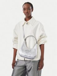 Calvin Klein Torebka Bold Ck Outline Mtl Shoulder Bag LV04F3897G Srebrny. Szare torebki do ręki damskie Calvin Klein, bez wzorów, ze skóry, bez dodatków. Za 409.99 zł.