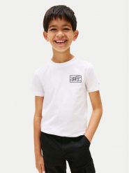 Tommy Hilfiger T-Shirt Varsity Print KB0KB09932 Biały Regular Fit. Białe t-shirty dla chłopców Tommy Hilfiger, bez wzorów, z bawełny, bez ramiączek. Za 109.99 zł.