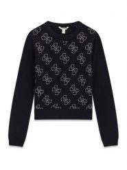 Guess Sweter J6BR13 Z1347 Czarny Regular Fit. Czarne swetry dla dziewczynek Guess, z aplikacjami, z syntetyku, bez kołnierzyka, bez ramiączek, bez kaptura. Za 264.99 zł.
