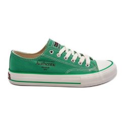 Damskie Trampki Big Star NN274240 Zielone. Zielone trampki i tenisówki damskie bez wzorów, z materiału, retro, bez zapięcia. Za 180.71 zł.