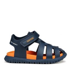 Sandały Geox. Niebieskie sandały chłopięce Geox, bez zapięcia. Za 209.99 zł.