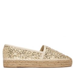 Espadryle Guess. Białe espadryle damskie Guess, z aplikacjami, bez obcasa, bez zapięcia. Za 459.99 zł.