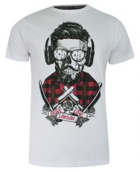 T-shirt Biały Bawełniany, z Nadrukiem, Barber w Okularach, Hipster, Krótki Rękaw, Męski -BRAVE SOUL. Białe t-shirty męskie Brave Soul, na lato, m, bez wzorów, z bawełny, casualowe, bez kołnierzyka. Za 69.00 zł.