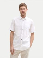 Tom Tailor Koszula 1045098 Biały Regular Fit. Białe koszule męskie Tom Tailor, l, bez wzorów, z bawełny, bez kołnierzyka, bez ramiączek. Za 109.99 zł.