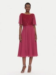 Swing Sukienka koktajlowa 5AI02500 Bordowy Regular Fit. Czerwone sukienki damskie Swing, bez wzorów, z syntetyku, wizytowe, bez kołnierzyka, bez ramiączek. Za 419.99 zł.