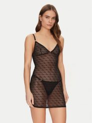 Guess Koszula nocna O5RX02 KCLB0 Czarny Slim Fit. Czarne piżamy damskie Guess, m, z aplikacjami, z syntetyku, bez ramiączek. Za 129.99 zł.