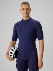 4F Koszulka kolarska męska - granatowa M. Niebieskie t-shirty męskie 4f, l, bez wzorów, z włókna, bez kołnierzyka. Za 179.99 zł.