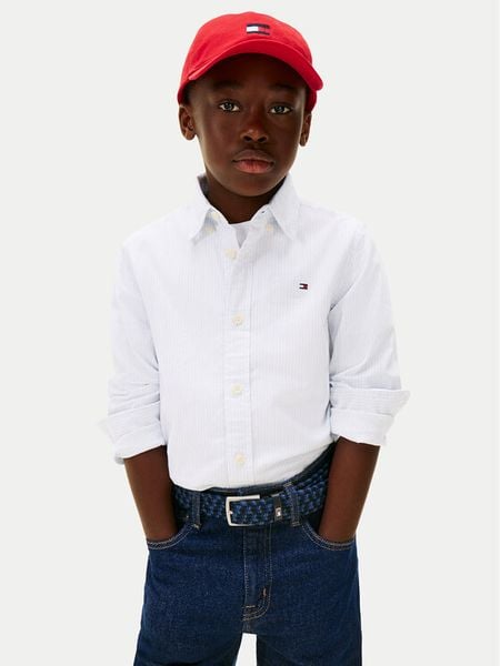 Tommy Hilfiger Koszula Ithaca KB0KB09605 Błękitny Regular Fit. Niebieskie koszule dla chłopców Tommy Hilfiger, bez wzorów, z bawełny, bez kołnierzyka, bez ramiączek. Za 213.99 zł.