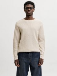 Jack & Jones sweter z dzianiny Mężczyźni Bawełna beżowy, XXL. Brązowe swetry przez głowę męskie Jack & Jones, m, bez wzorów, z bawełny, bez kołnierzyka. Za 199.95 zł.