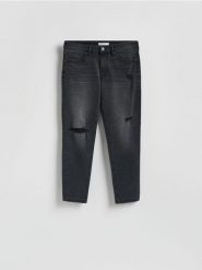 Jeansy skinny z przetrciami - czarny. Czarne jeansy męskie Reserved. Za 129.99 zł.