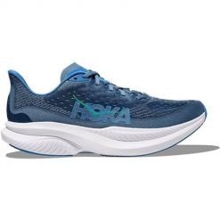 Buty do biegania męskie Hoka One One Mach 6. Niebieskie buty sportowe męskie Hoka One One, bez zapięcia, do biegania. Za 929.99 zł.