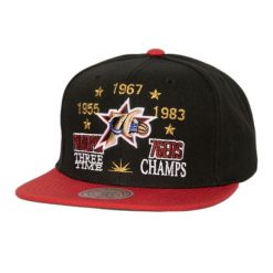 Czapka typu snapback Mitchell & Ness Champ Is Here Philadelphia 76ers. Czarne czapki i kapelusze męskie Mitchell & Ness, bez wzorów. Za 214.50 zł.