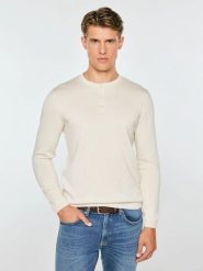 Sweter męski bawełniany perłowy finos 103. Białe swetry przez głowę męskie Big Star, l, bez wzorów, z bawełny, bez kołnierzyka. Za 199.99 zł.