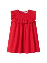 NAME IT Sukienka letnia Falinnen 13240518 Czerwony Regular Fit. Czerwone sukienki dla dziewczynek Name it, na lato, bez wzorów, z bawełny, bez ramiączek. Za 79.99 zł.