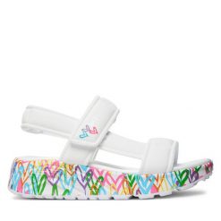 Sandały Skechers. Białe sandały dziewczęce Skechers, bez zapięcia. Za 229.99 zł.