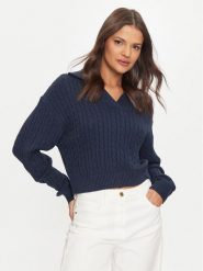 Tommy Jeans Sweter Rugby DW0DW18680 Granatowy Regular Fit. Niebieskie swetry damskie Tommy Jeans, xl, bez wzorów, z bawełny, bez kołnierzyka, bez ramiączek, bez kaptura. Za 419.99 zł.