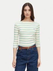 Tommy Hilfiger Bluzka New Cody WW0WW40589 Kremowy Slim Fit. Białe bluzki damskie Tommy Hilfiger, s, bez wzorów, z bawełny, bez kołnierzyka, bez ramiączek. Za 249.99 zł.