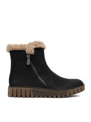 Rieker Botki CEO-Y3481-01 Czarny. Czarne botki damskie Rieker, ze skóry, bez obcasa, na płaskiej podeszwie, bez zapięcia. Za 389.99 zł.