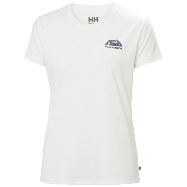 Koszulka damska Helly Hansen Skog Graphic. Czerwone koszulki sportowe damskie Helly Hansen, m, bez wzorów, z elastanu, bez kołnierzyka. Za 243.50 zł.