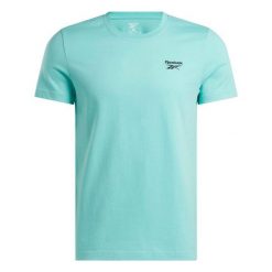 Koszulka Reebok Identity Small Logo Tee. Niebieskie koszulki sportowe męskie Reebok, bez wzorów, bez kołnierzyka, bez ramiączek. Za 59.99 zł.