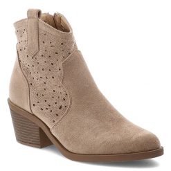 Botki damskie S.Barski o eleganckim fasonie z ażurową cholewką i stabilnym obcasem w stylu kowbojek beżowe, HY62-8147 Beige. Brązowe kozaki damskie S.BARSKI, z jeansu, bez obcasa, na obcasie. Za 179.00 zł.