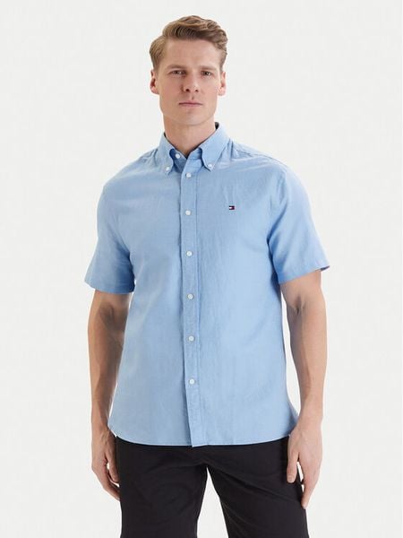 Tommy Hilfiger Koszula MW0MW42450 Niebieski Regular Fit. Niebieskie koszule męskie Tommy Hilfiger, l, bez wzorów, z bawełny, bez kołnierzyka, bez ramiączek. Za 254.99 zł.