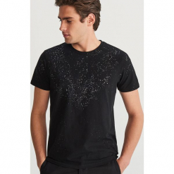 T-shirt z mikroprintem - Czarny. T-shirty męskie marki Reserved. Za 39.99 zł.