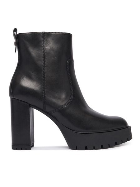 PINKO Botki Clara 01 SD0577P001 Czarny. Czarne botki damskie Pinko, ze skóry, bez obcasa, na słupku, bez zapięcia. Za 1,399.00 zł.