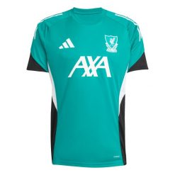 Koszulka treningowa Liverpool FC EU 2025/26. Zielone koszulki sportowe męskie Adidas, bez wzorów, bez kołnierzyka, bez ramiączek, do piłki nożnej. Za 241.00 zł.