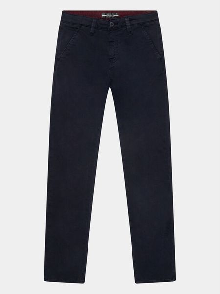 Guess Chinosy L3BB00 WFPMA Granatowy Regular Fit. Niebieskie spodnie materiałowe dla chłopców Guess, z aplikacjami, z bawełny. Za 139.99 zł.
