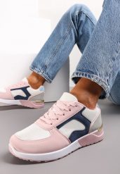 Beżowo-Różowe Sneakersy przed Kostkę z Metaliczną Wstawką Anastali. Brązowe obuwie sportowe damskie Renee, bez wzorów. Za 74.99 zł.