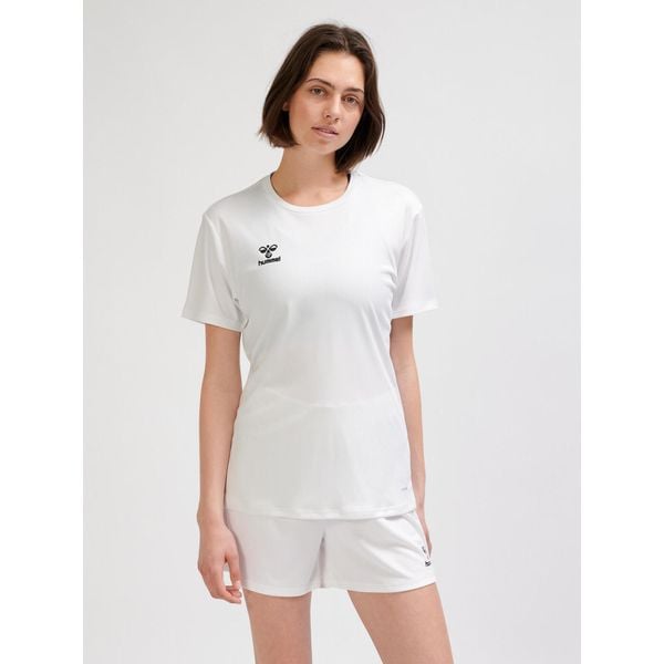 HUMMEL koszulka damska sportowa ESSENTIAL JERSEY. Białe koszulki sportowe damskie Hummel, bez wzorów, z jersey, bez kołnierzyka, bez ramiączek, na fitness i siłownię. Za 59.99 zł.