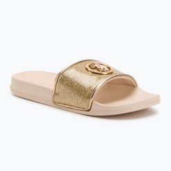Klapki damskie U.S. Polo Assn. IVY002A. Żółte klapki damskie U.S. Polo Assn., bez wzorów, z materiału, sportowe, bez obcasa. Za 129.99 zł.