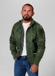 Kurtka przejściowa męska Pitbull Centurion II. Zielone kurtki męskie PITBULL, m, z aplikacjami, z dzianiny, klasyczne, bez kaptura. Za 349.00 zł.