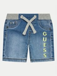 Guess Szorty jeansowe N4GD15 D4GV0 Niebieski Regular Fit. Niebieskie szorty dla chłopców Guess, z aplikacjami, z bawełny. Za 139.99 zł.