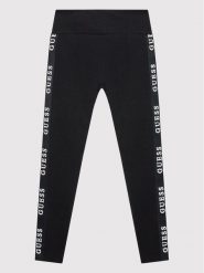 Guess Legginsy J2YB09 KABR0 Czarny Slim Fit. Czarne legginsy dla dziewczynek Guess, z aplikacjami, z bawełny. Za 179.99 zł.
